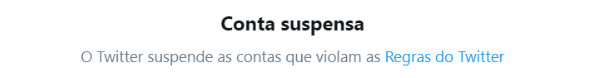 Conta suspensa no Twitter
